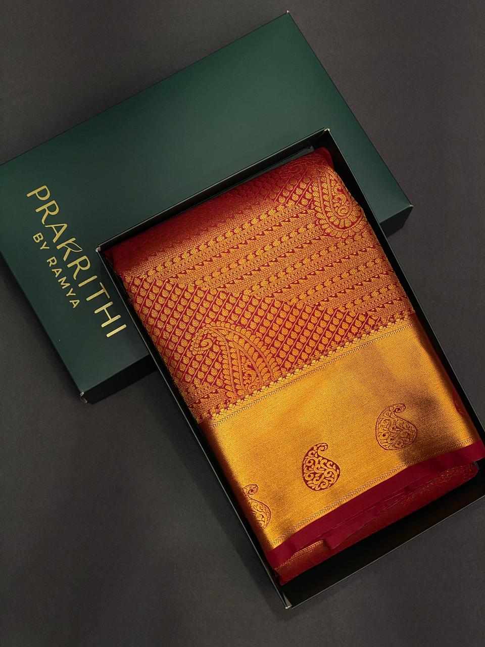 Maroon Bridal Kanchipuram Silk saree - PBRIDE2
