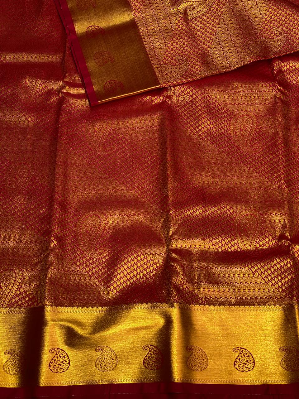 Maroon Bridal Kanchipuram Silk saree - PBRIDE2