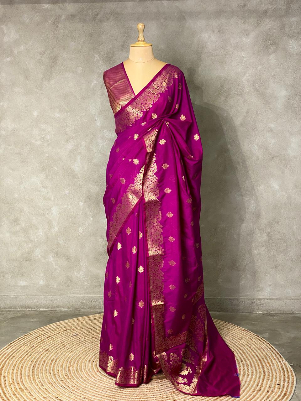 Dark Purple Banarasi silk saree - PBSD