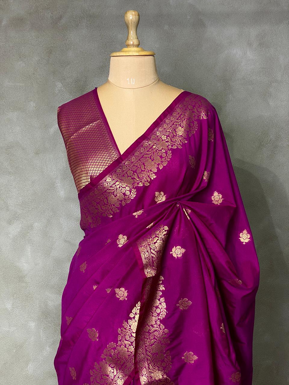 Dark Purple Banarasi silk saree - PBSD