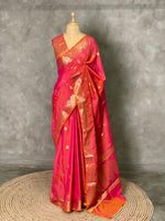 Dark Pinkish peach Banarasi silk saree - PBSE