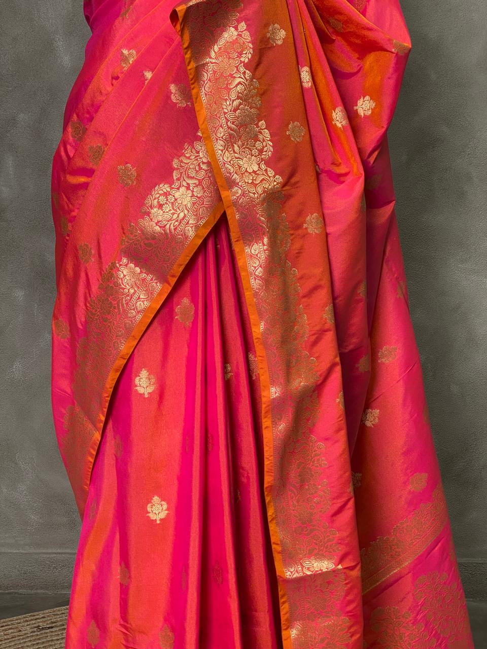 Dark Pinkish peach Banarasi silk saree - PBSE