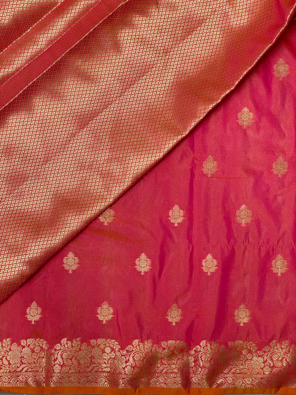 Dark Pinkish peach Banarasi silk saree - PBSE