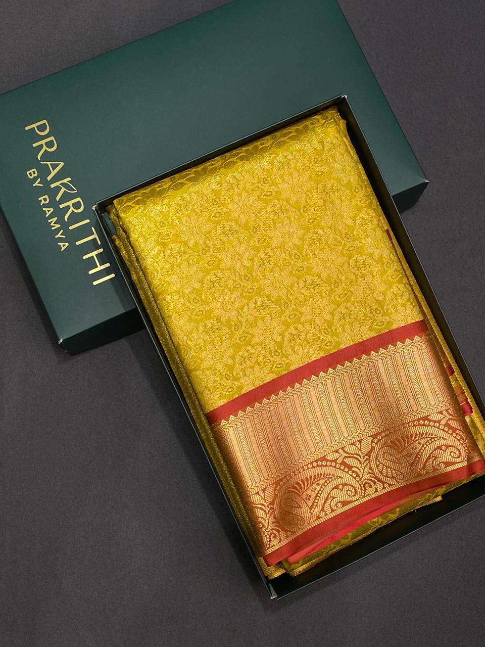 Yellow Bridal Tissue Kanchipuram Silk saree - PBRIDE5