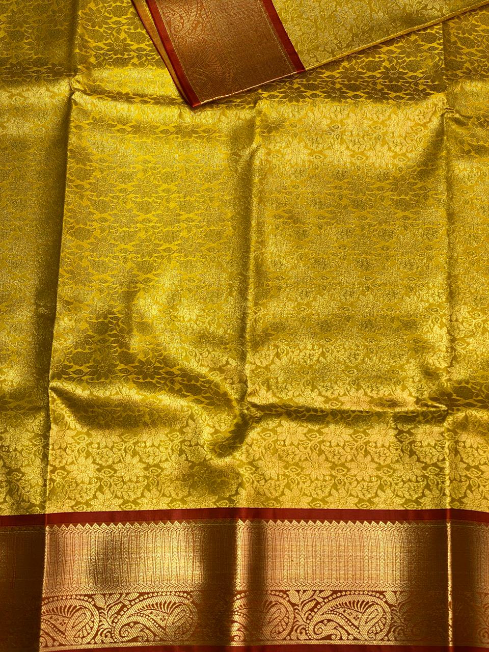 Yellow Bridal Tissue Kanchipuram Silk saree - PBRIDE5