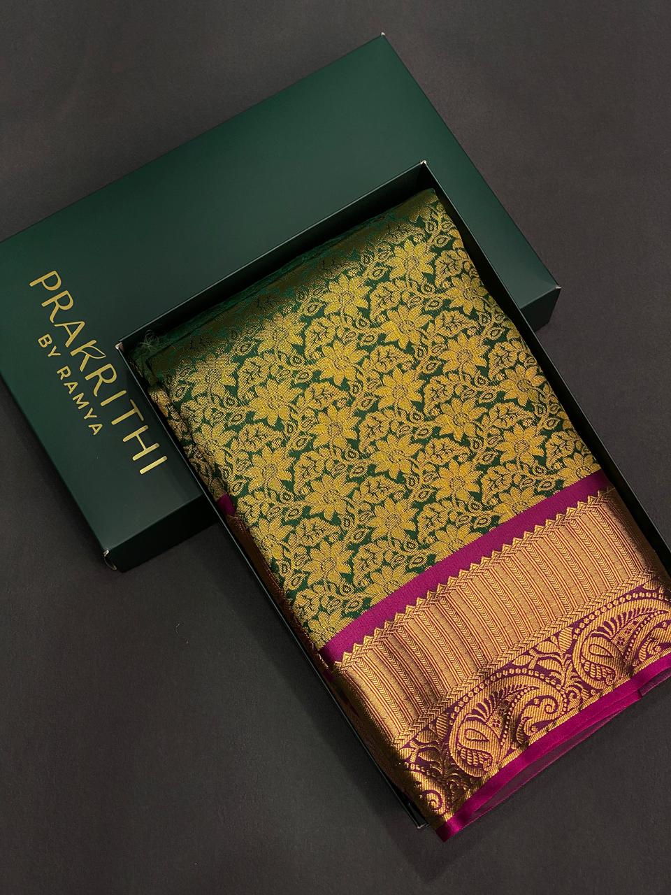 Green and magenta Tissue Kanchipuram Silk saree - PBRIDE7
