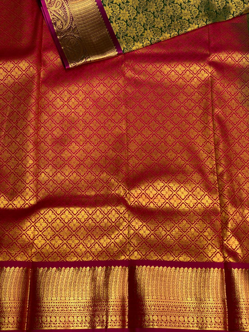 Green and magenta Tissue Kanchipuram Silk saree - PBRIDE7