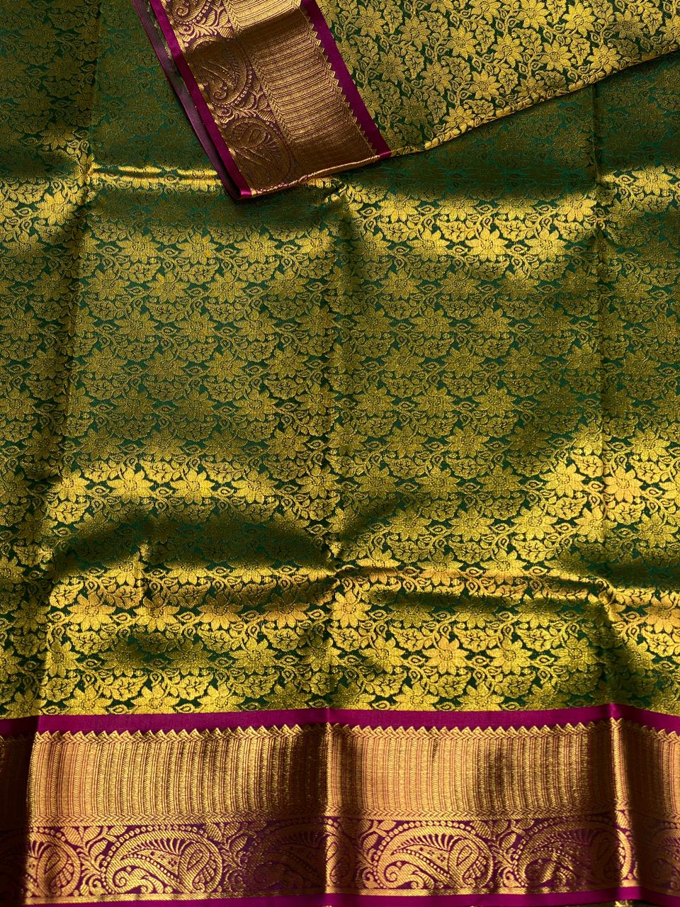 Green and magenta Tissue Kanchipuram Silk saree - PBRIDE7