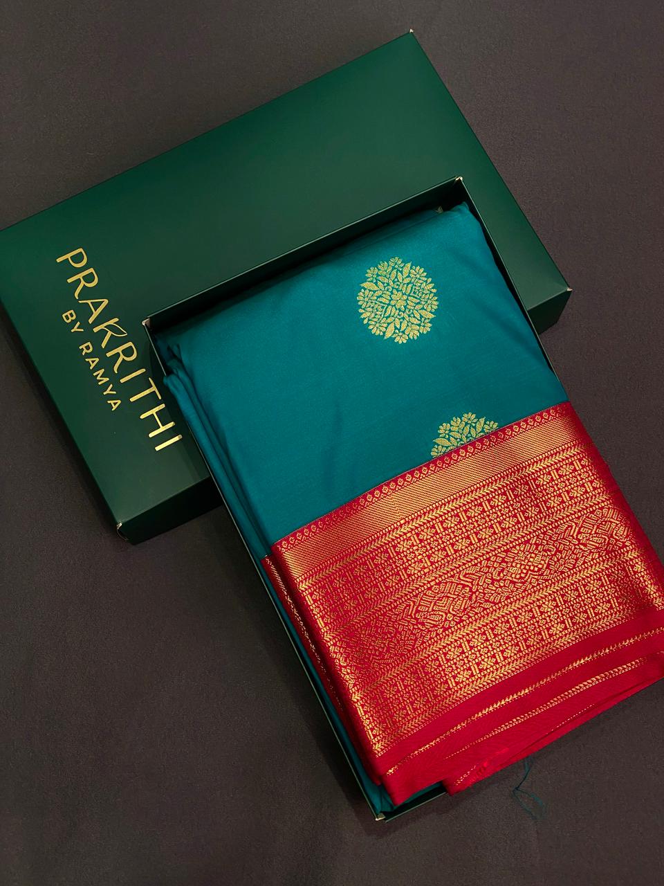 Peacock blue and magenta Kanchipuram Silk saree - PPSILKL