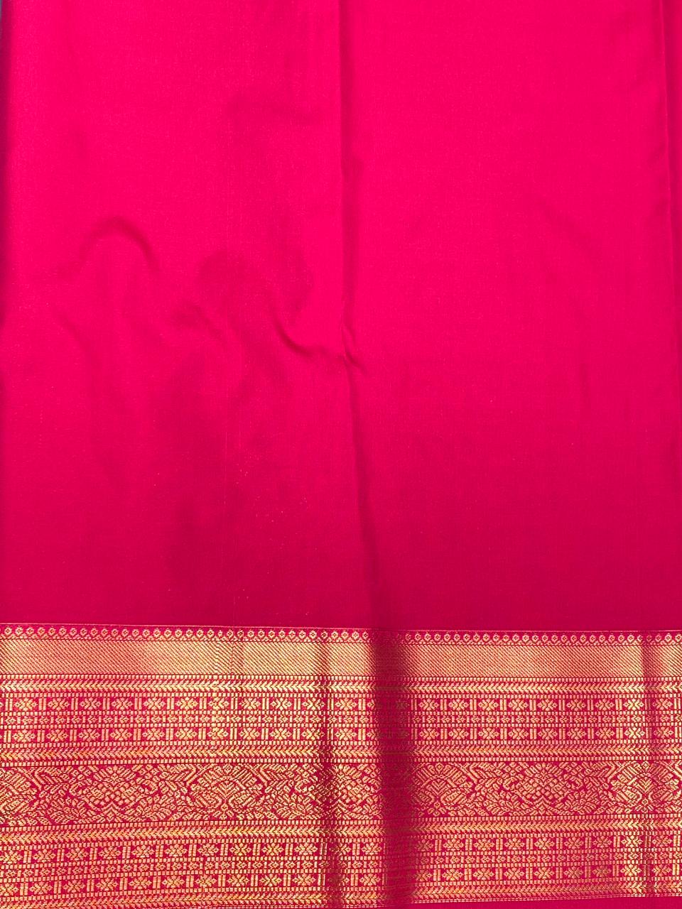 Peacock blue and magenta Kanchipuram Silk saree - PPSILKL