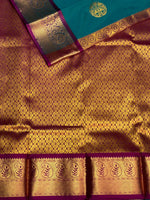 Peacock blue and purple Kanchipuram Silk saree - PPSILKM