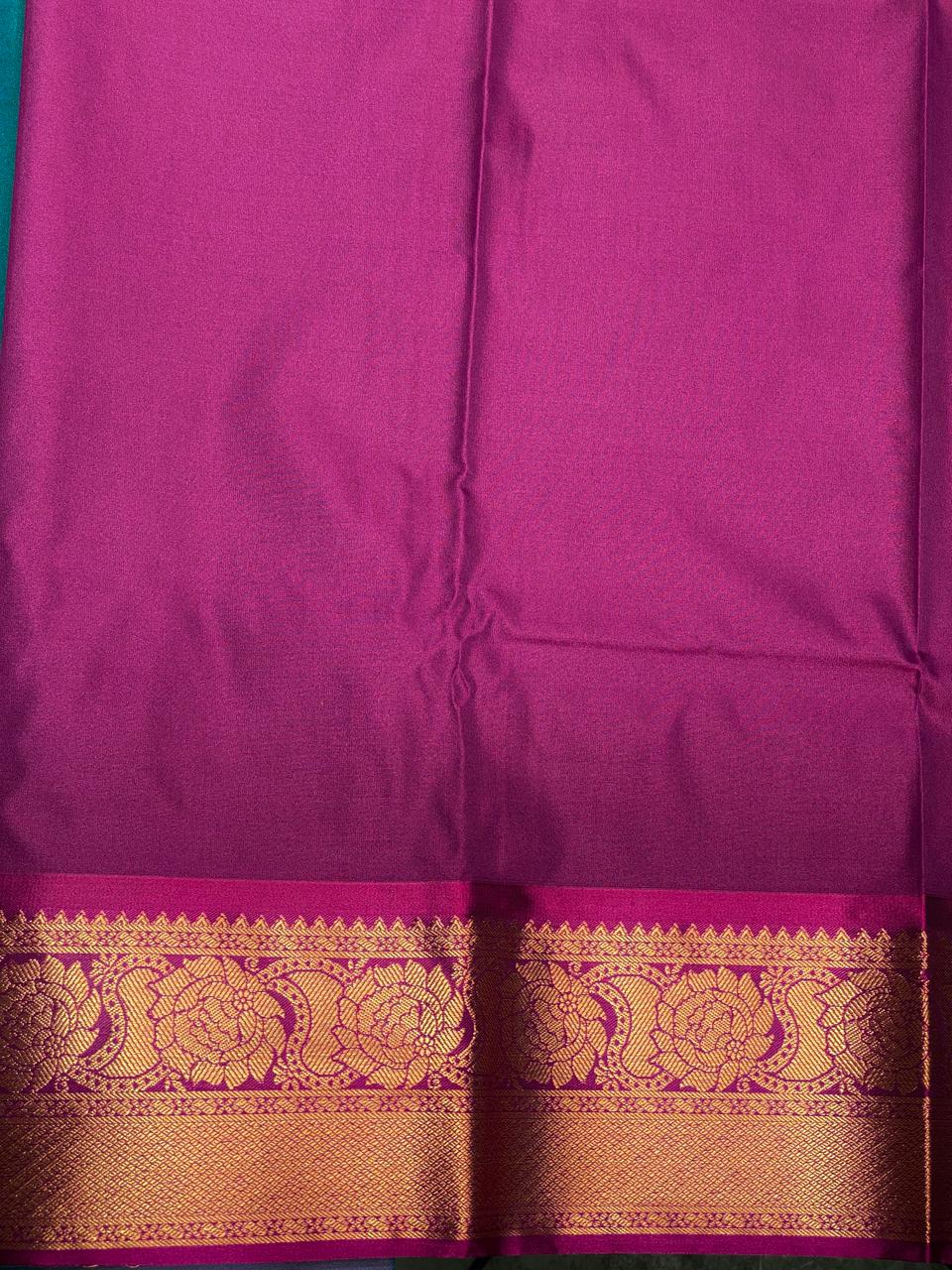 Peacock blue and purple Kanchipuram Silk saree - PPSILKM
