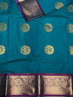 Peacock blue and purple Kanchipuram Silk saree - PPSILKM