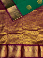 Green and purple Kanchipuram Silk saree - PPSILKN