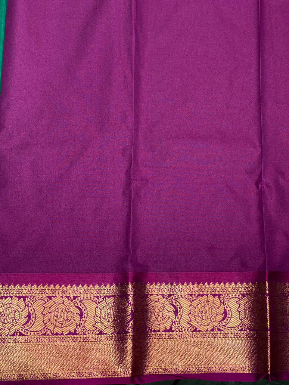 Green and purple Kanchipuram Silk saree - PPSILKN