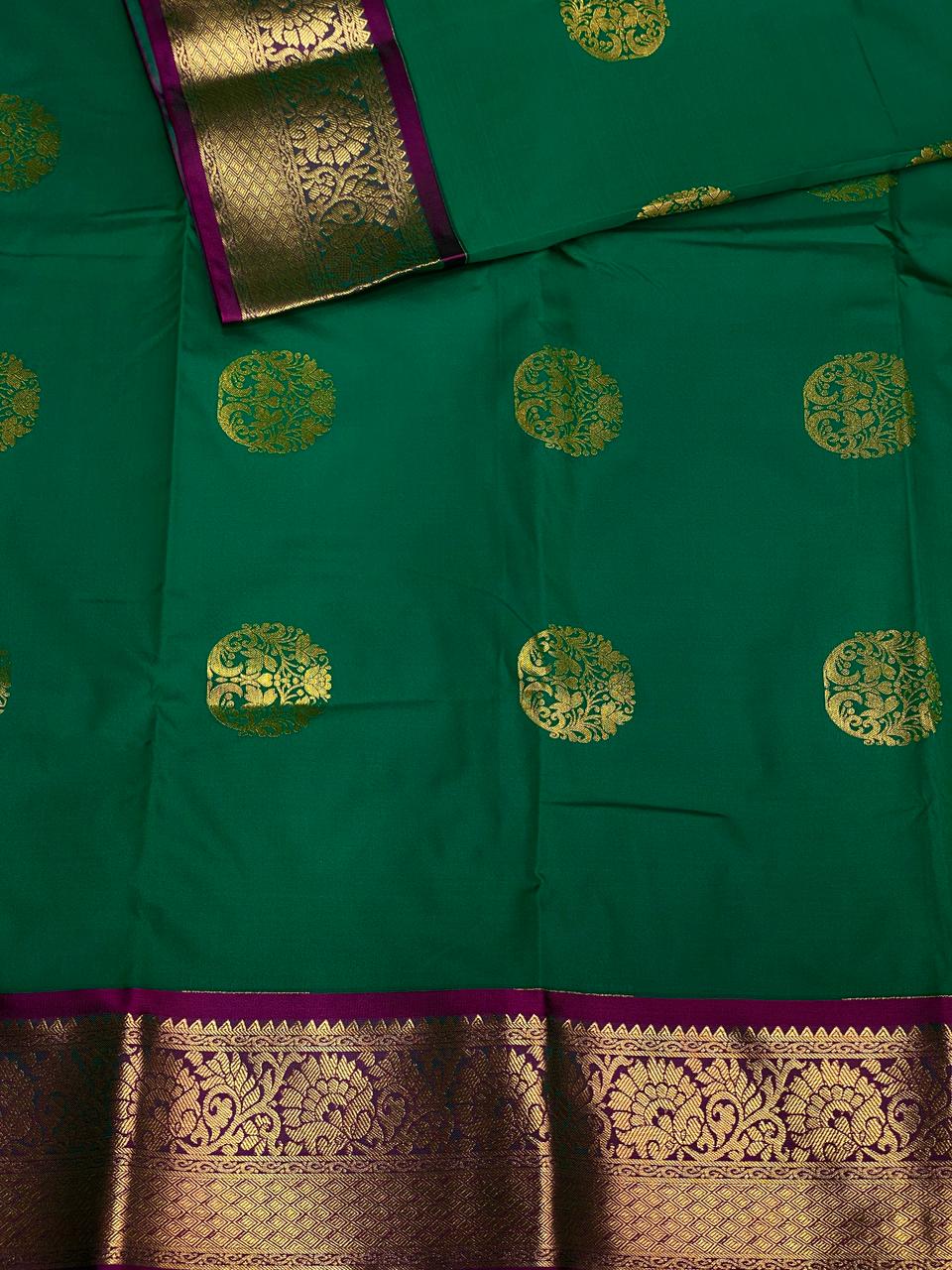 Green and purple Kanchipuram Silk saree - PPSILKN