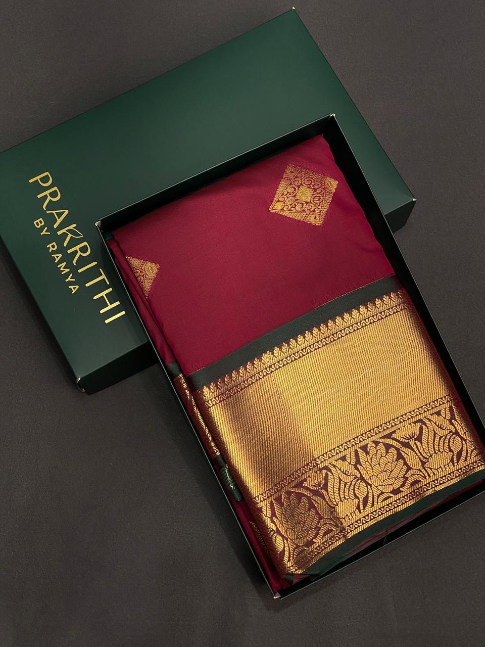 Maroon and Green Kanchipuram Silk saree - PPSILKO