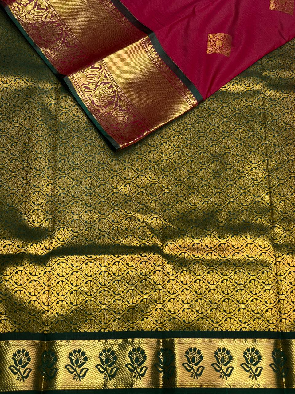 Maroon and Green Kanchipuram Silk saree - PPSILKO