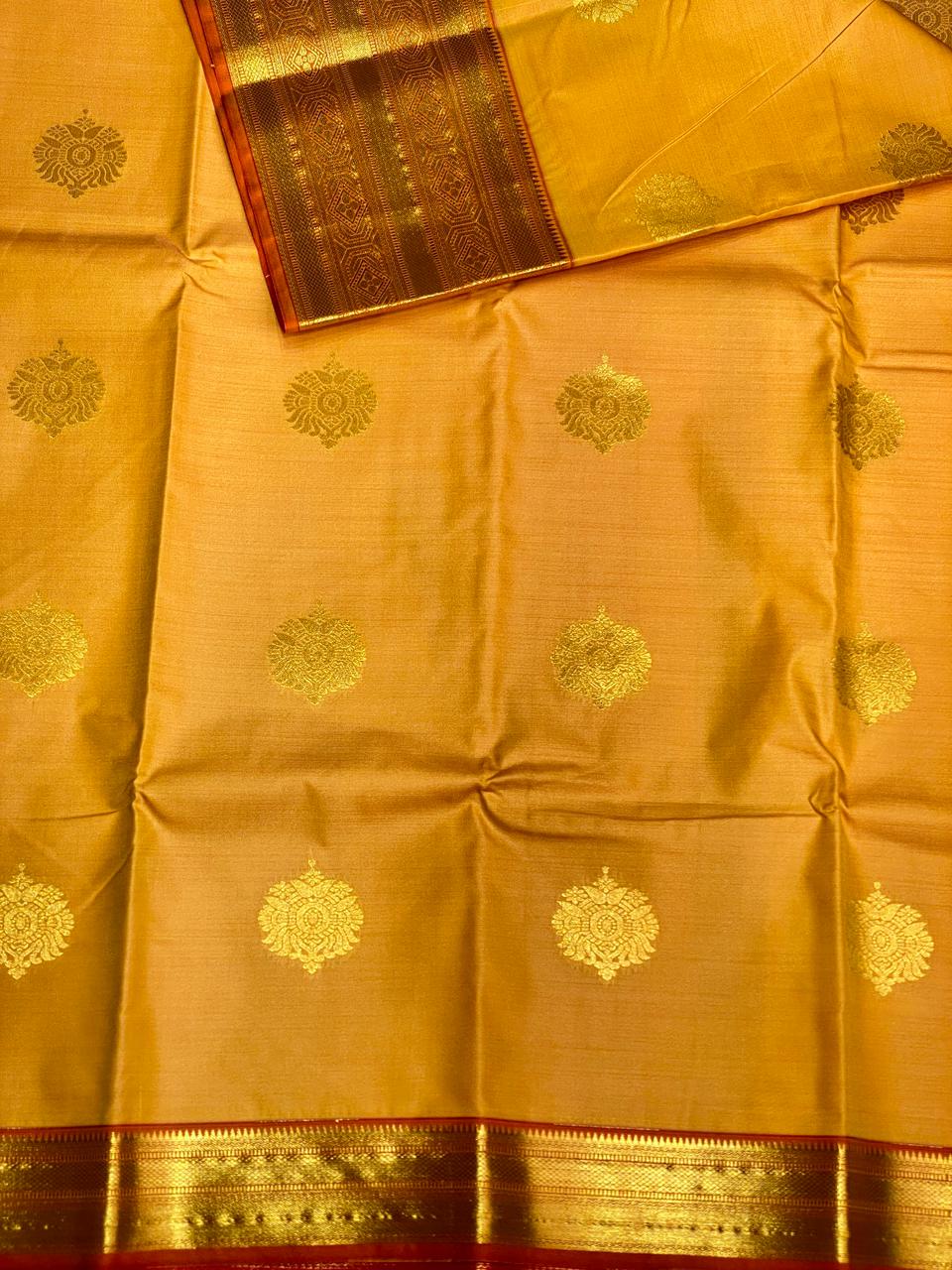 Yellow and magenta Kanchipuram Silk saree - PPSILKP