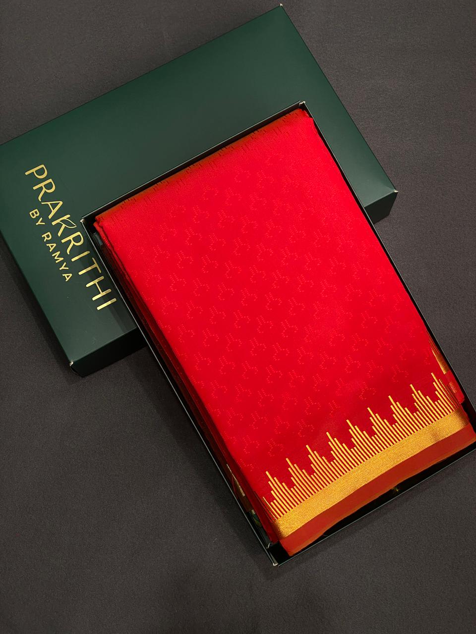 Red and Green Silk saree - PTEMP1
