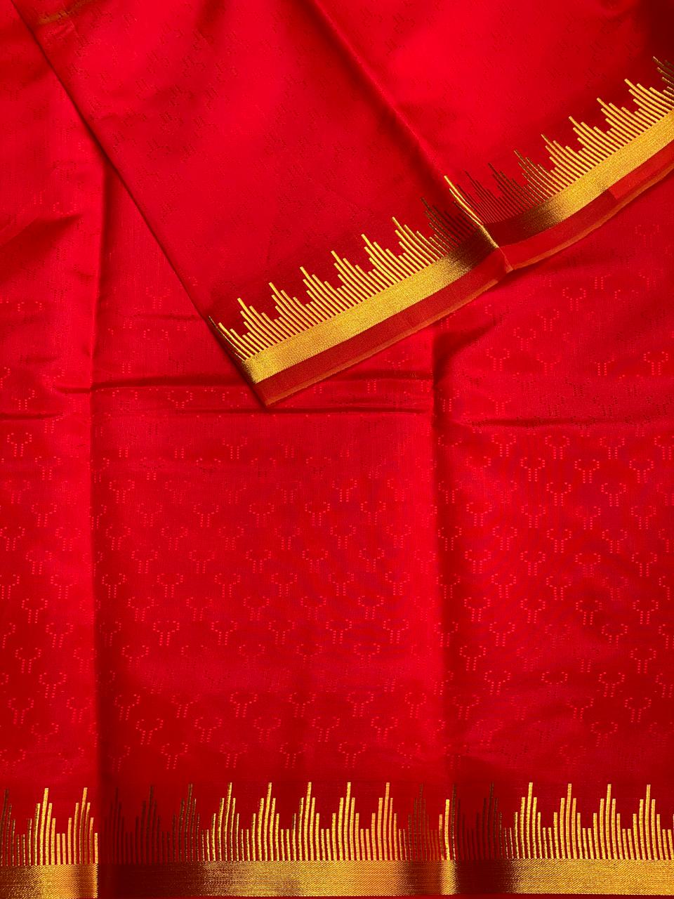 Red and Green Silk saree - PTEMP1