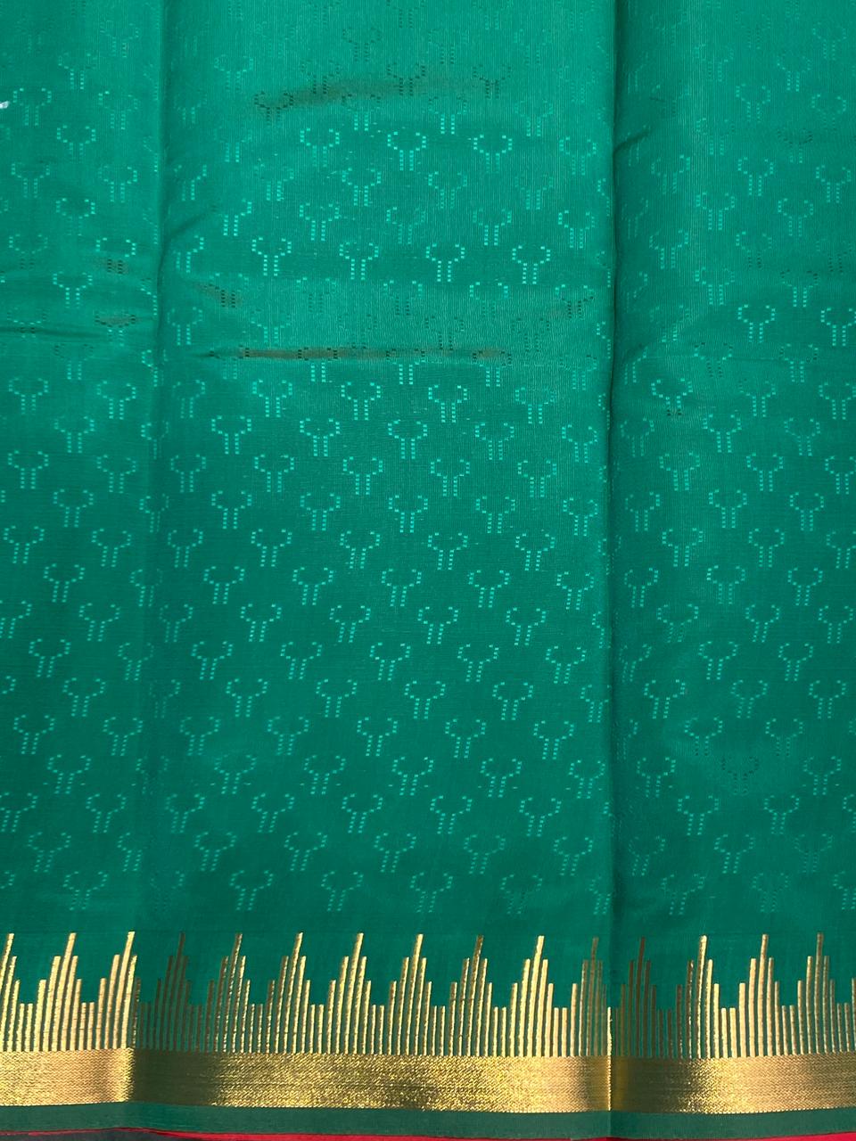 Red and Green Silk saree - PTEMP1