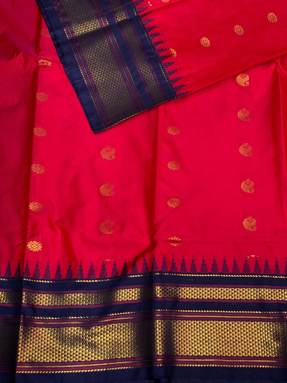 Magenta and navy blue Kanchipuram Silk saree - PPSILKO