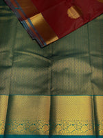 Brown and peacock blue Kanchipuram Silk saree - SS8