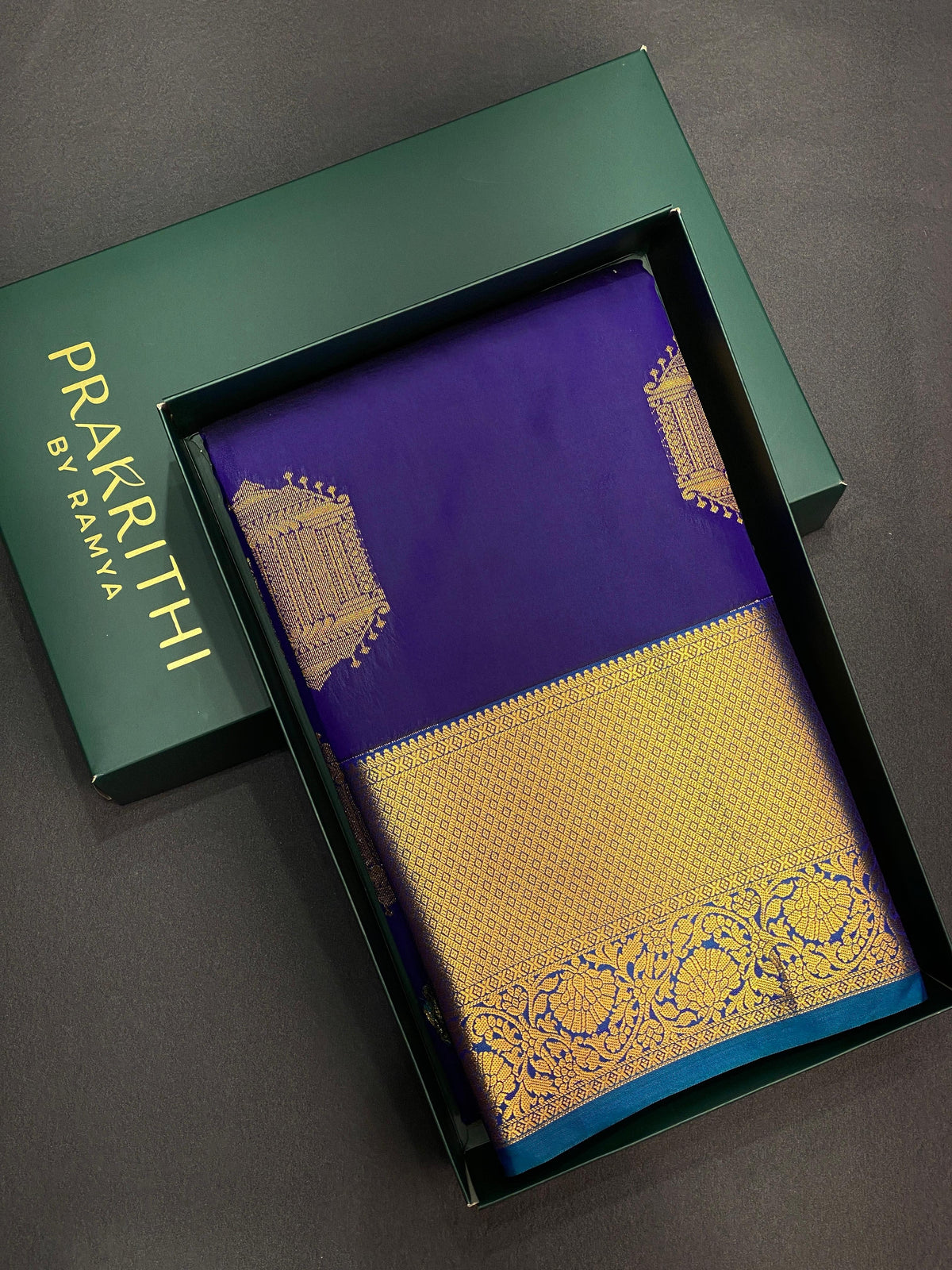 Royal blue and peacock blue Kanchipuram Silk saree - SS9