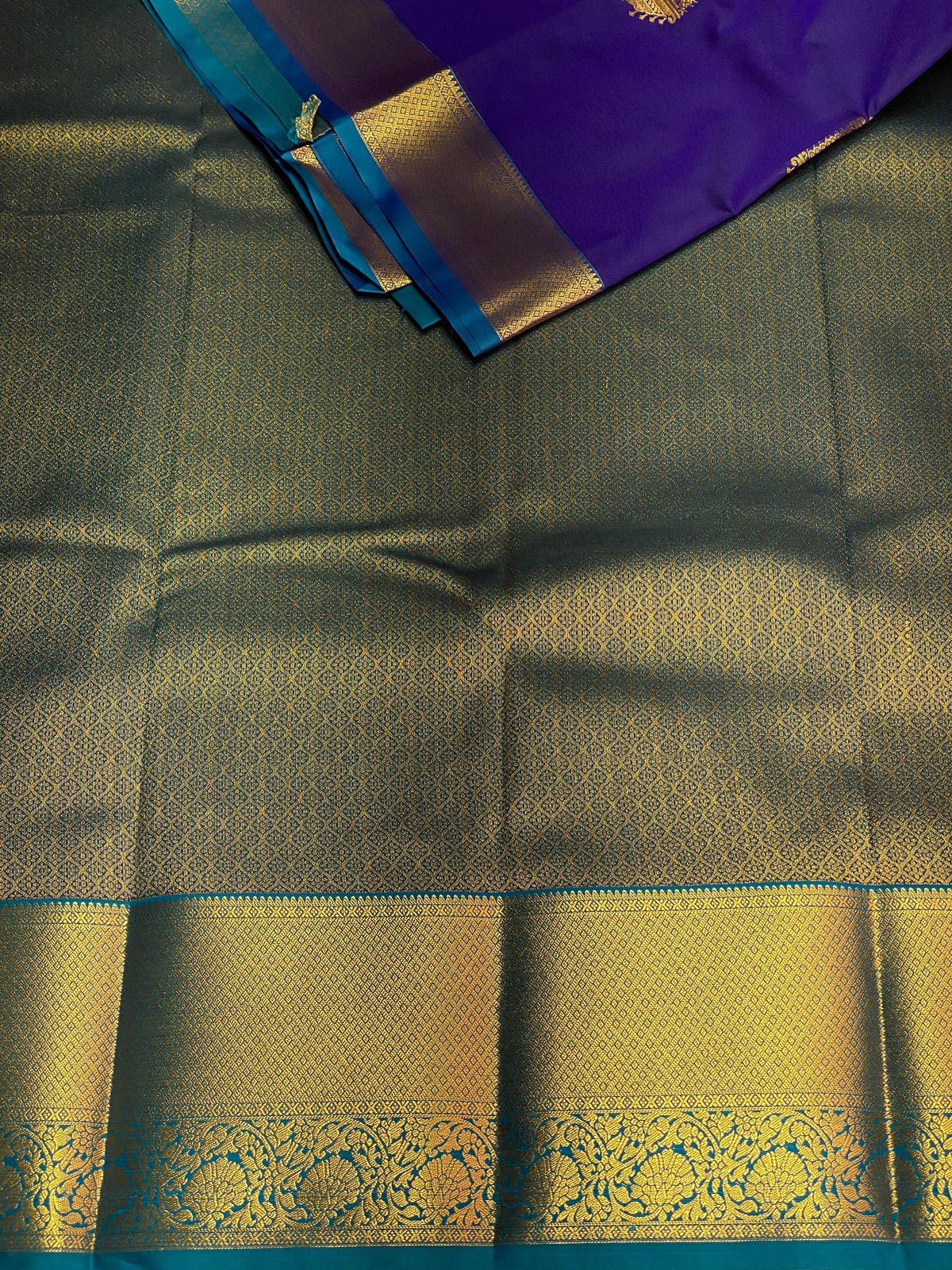 Royal blue and peacock blue Kanchipuram Silk saree - SS9
