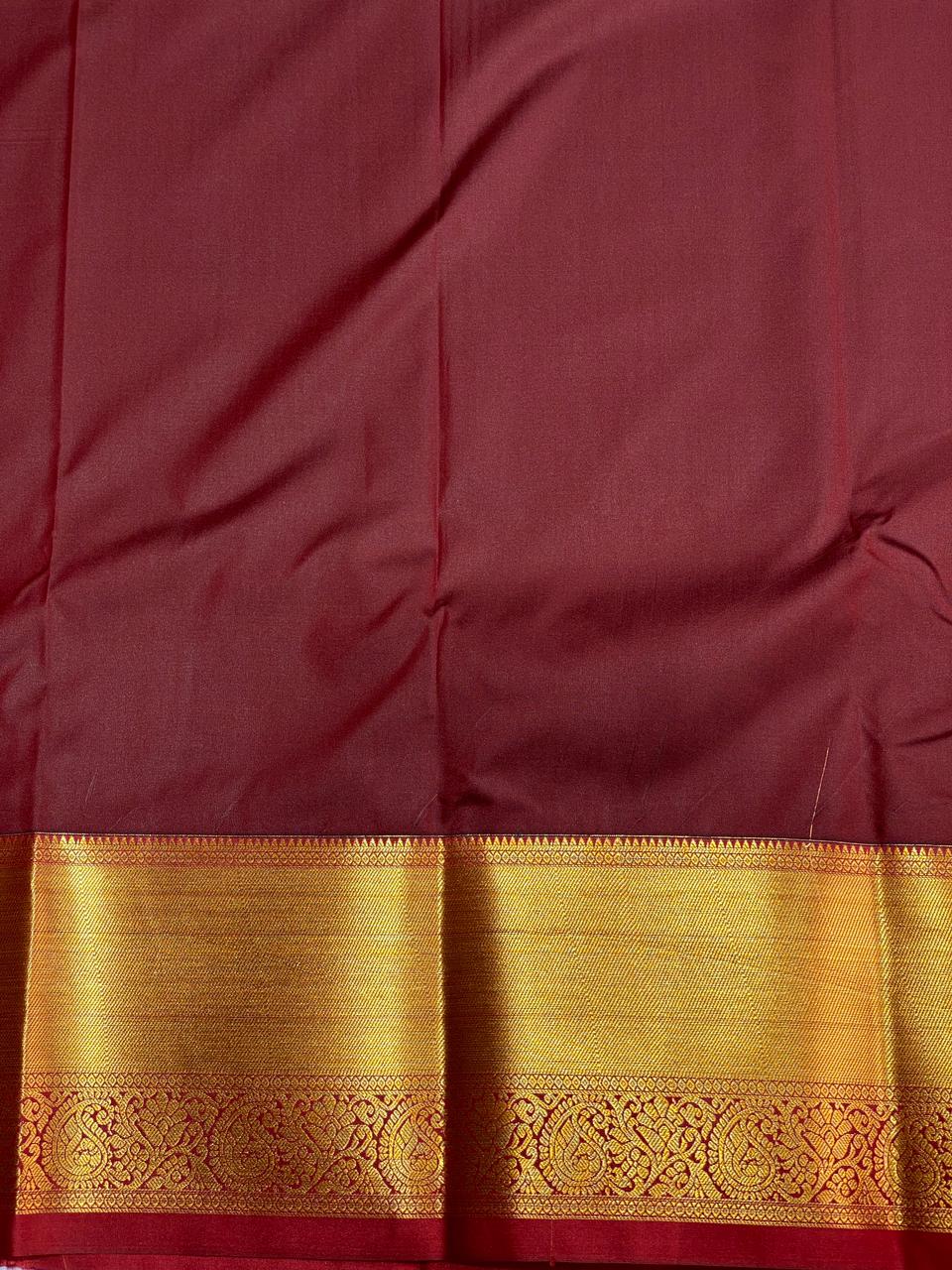 Dark wine and maroon Kanchipuram Silk saree - PPSILKQ