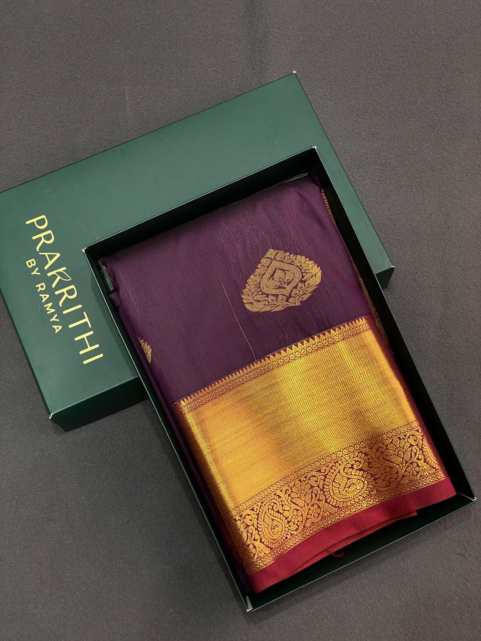 Dark wine and maroon Kanchipuram Silk saree - PPSILKQ