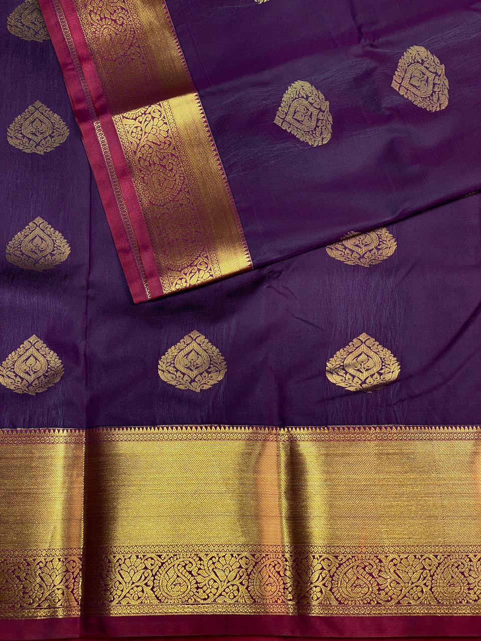 Dark wine and maroon Kanchipuram Silk saree - PPSILKQ