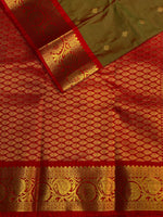 Golden green and red Kanchipuram Silk saree - PSK