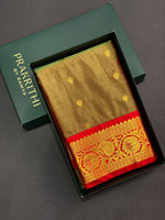 Golden green and red Kanchipuram Silk saree - PSK