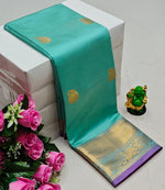 Sea Green and purple kanchipuram soft silk saree - PSEM2Ne
