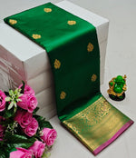 Green and purple kanchipuram soft silk saree - PSEM2Nd
