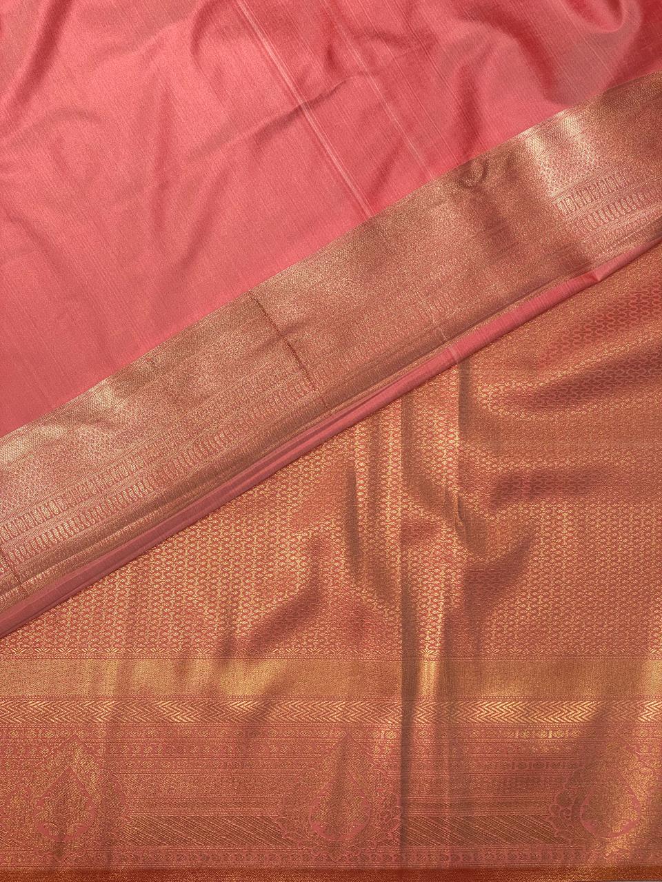 Onion pink brocade Banarasi silk saree - PBSL