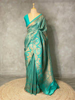 Marine Green brocade Banarasi silk saree - PBSM