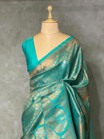 Marine Green brocade Banarasi silk saree - PBSM