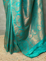Marine Green brocade Banarasi silk saree - PBSM
