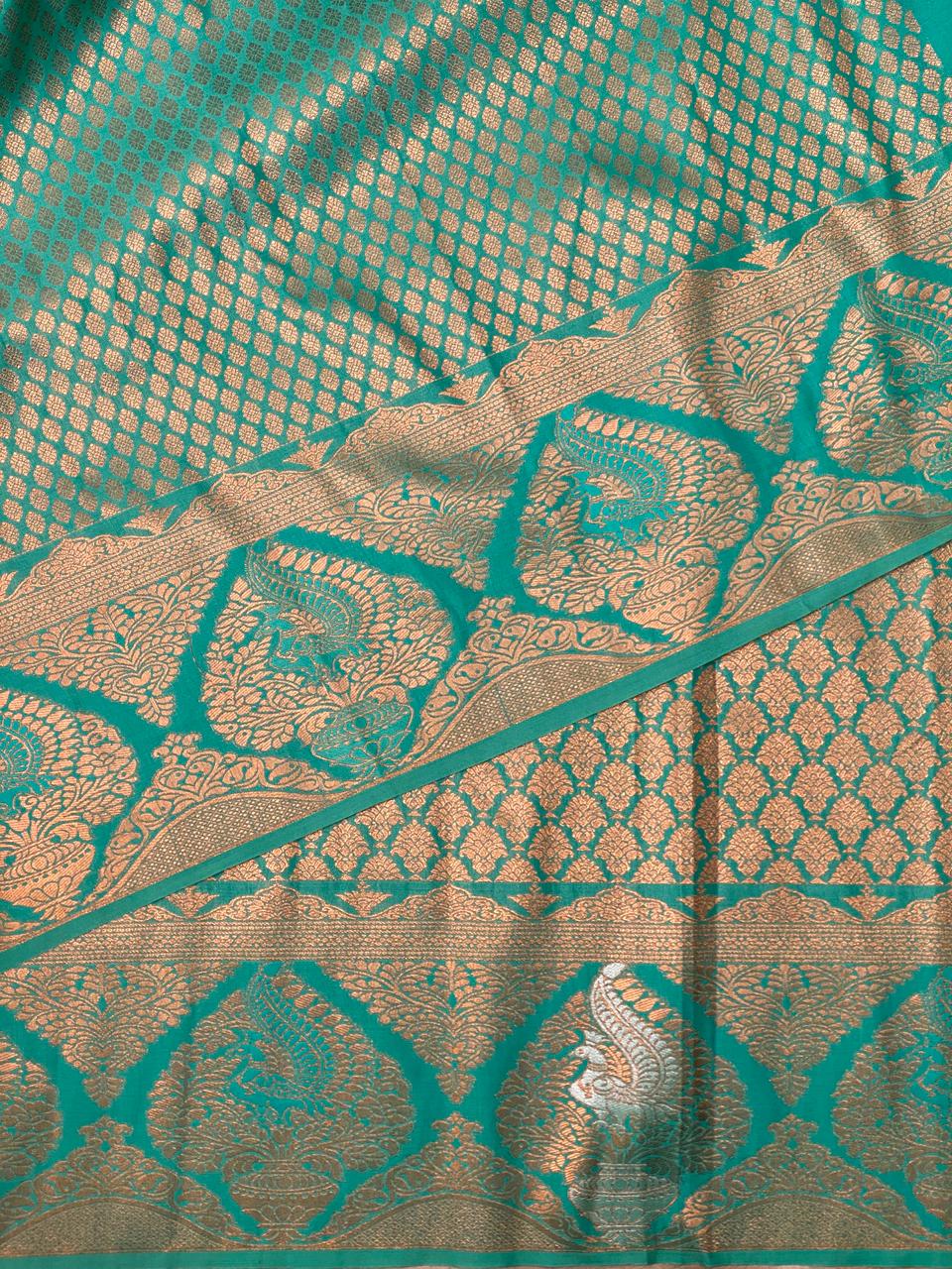 Marine Green brocade Banarasi silk saree - PBSM