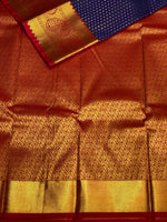 Navy blue and maroon Kanchipuram Silk saree - PSF