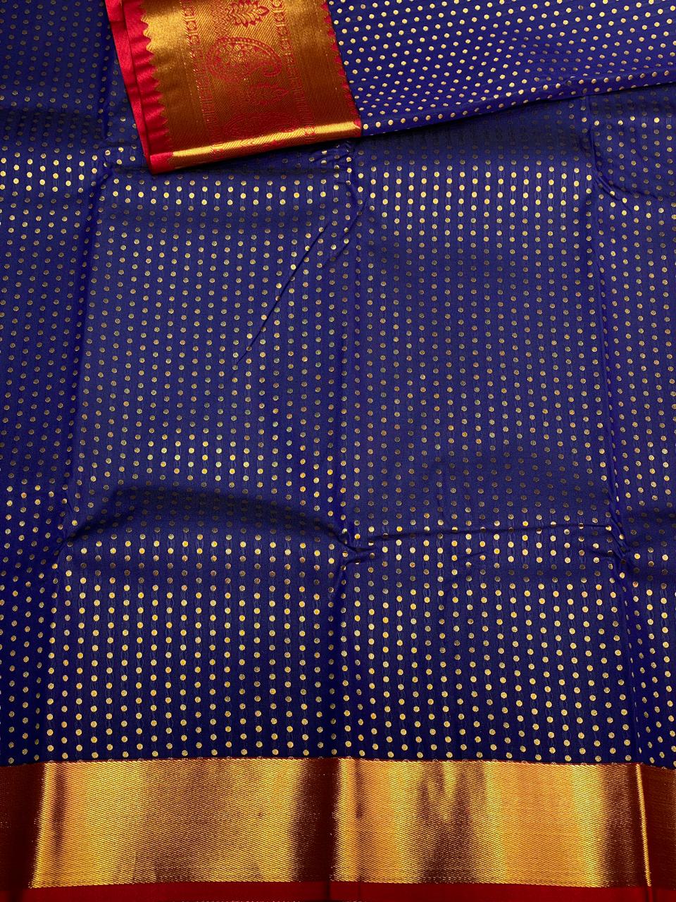 Navy blue and maroon Kanchipuram Silk saree - PSF