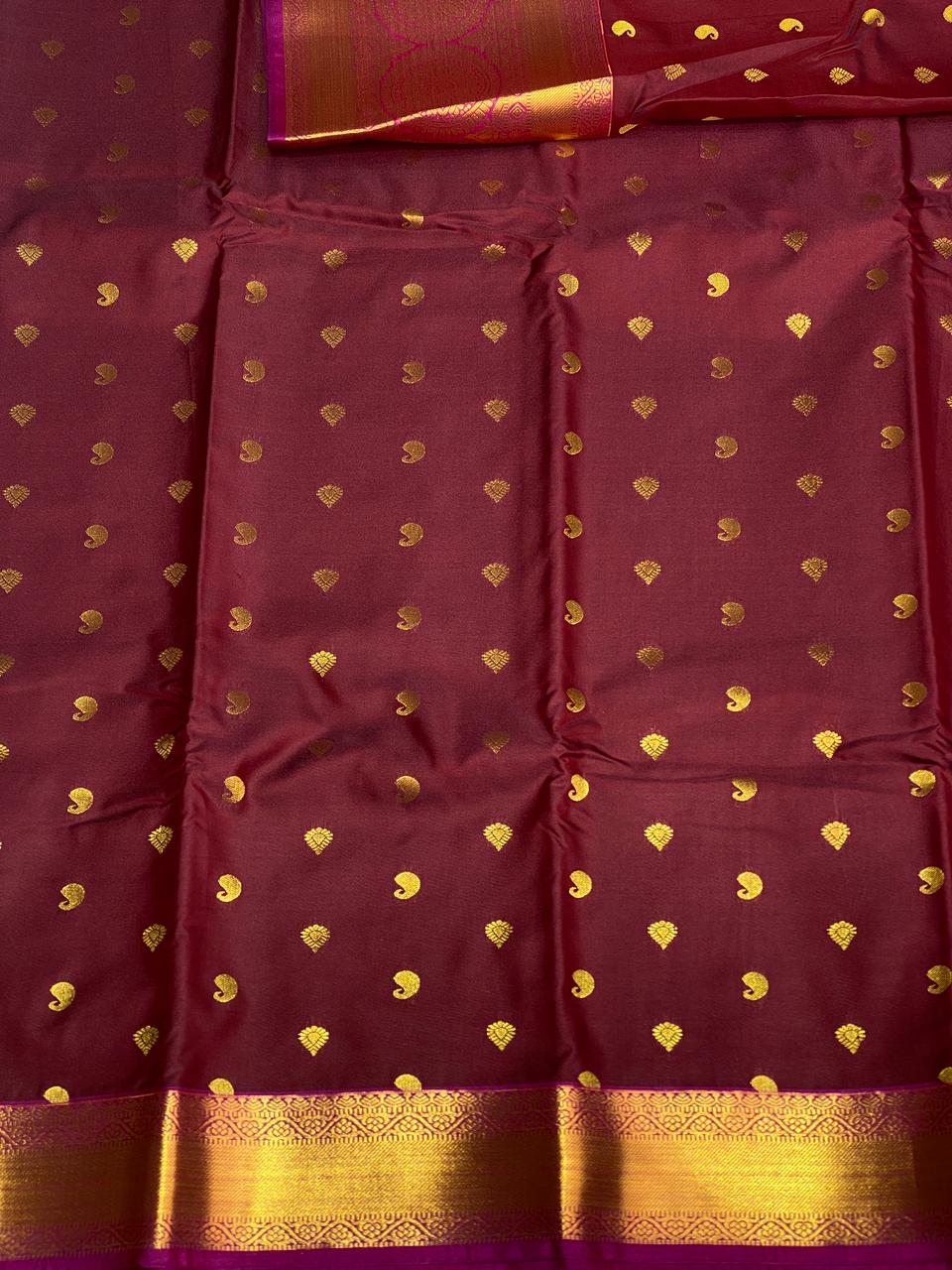Brown and purple Kanchipuram Silk saree - PSE