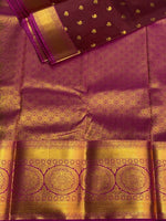 Brown and purple Kanchipuram Silk saree - PSE
