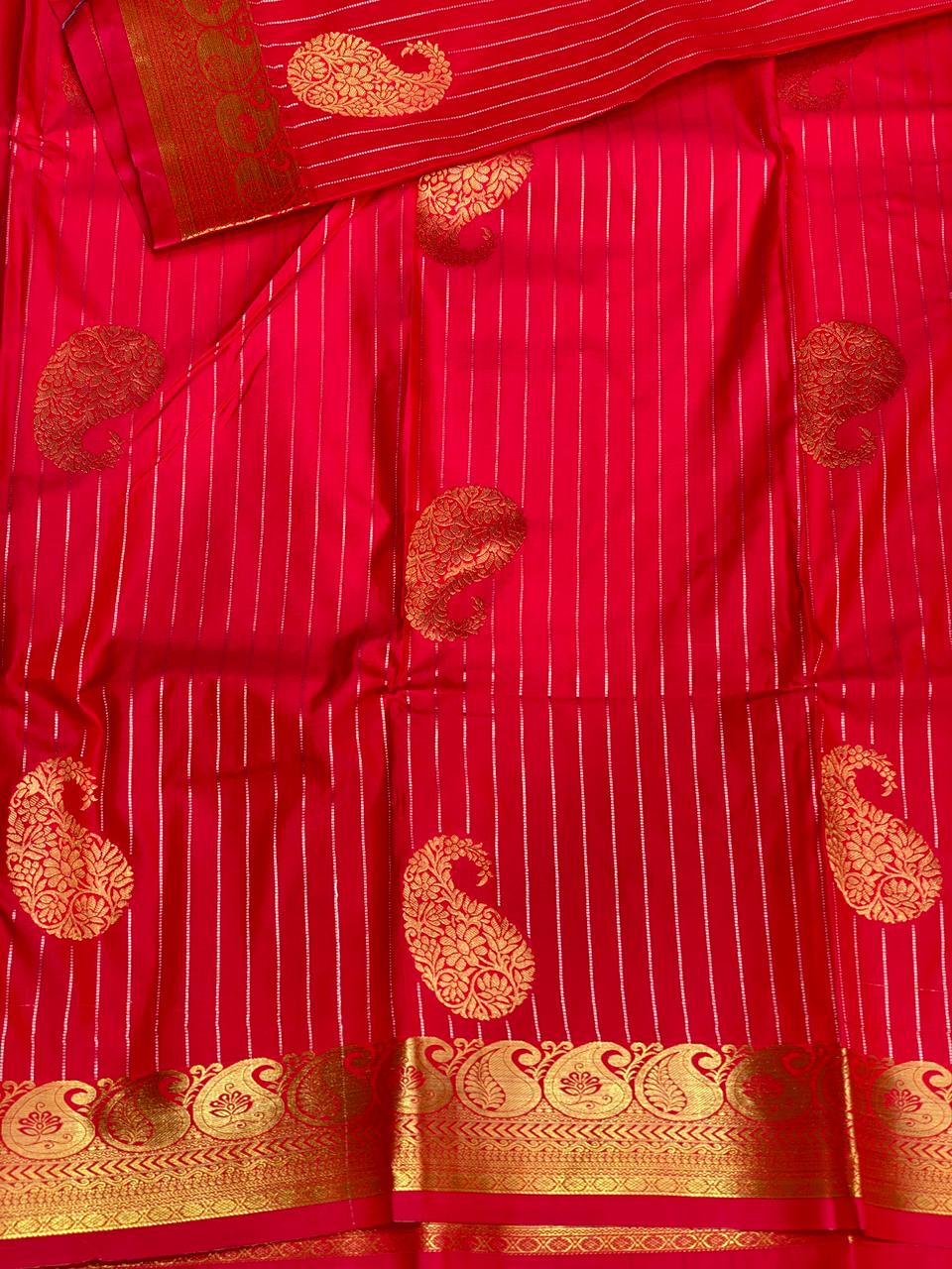 Red and violet Kanchipuram Silk saree - PSC