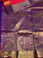 Red and violet Kanchipuram Silk saree - PSC