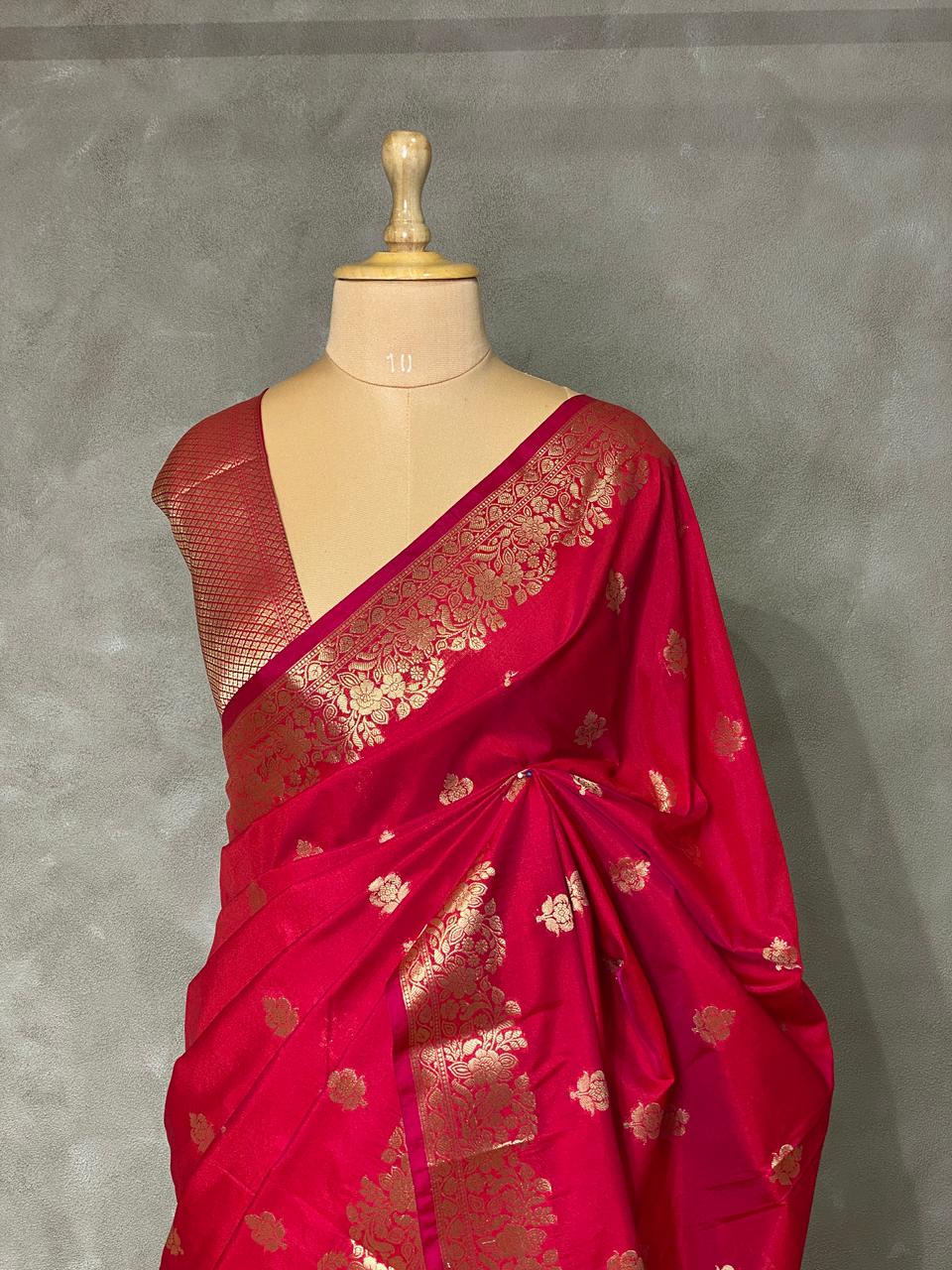 Dark maroon red Banarasi silk saree - PBSF