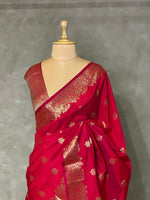 Dark maroon red Banarasi silk saree - PBSF